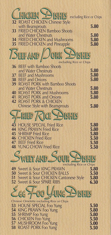 Menu of 
Jubilee Garden, Chinese Takeaway Swansea