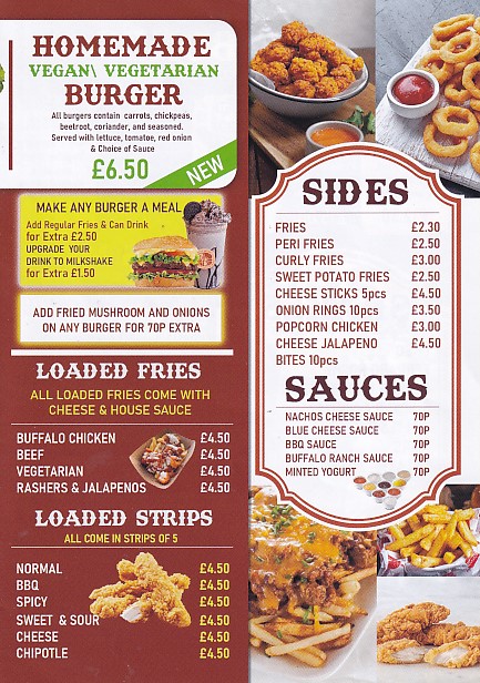 Menu of  Bites Burgers