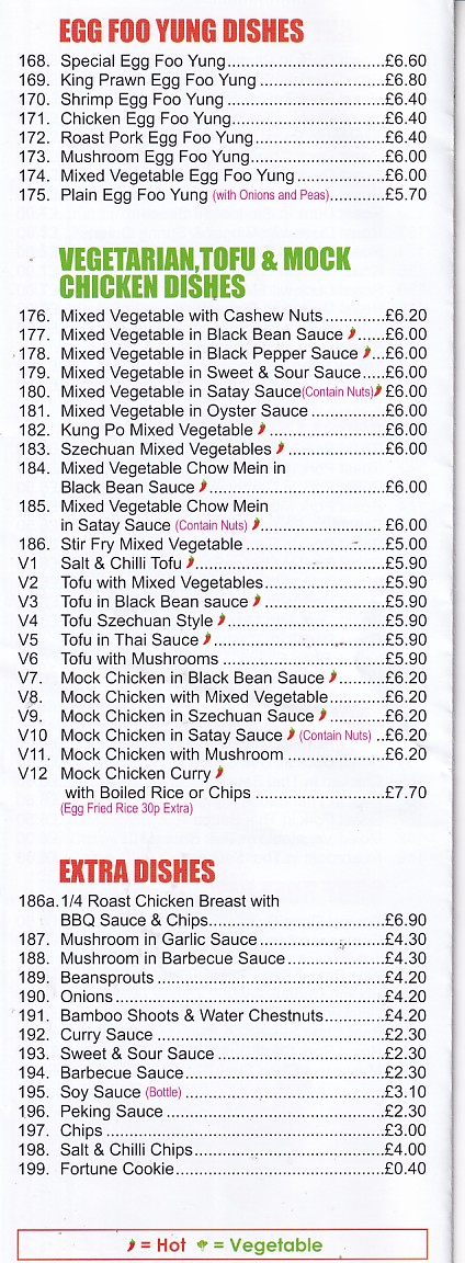 Menu of Menu of Chen's Chef, Chinese takeaway in Gorseinon