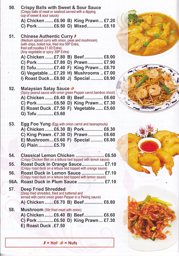 Menu of xxxxx