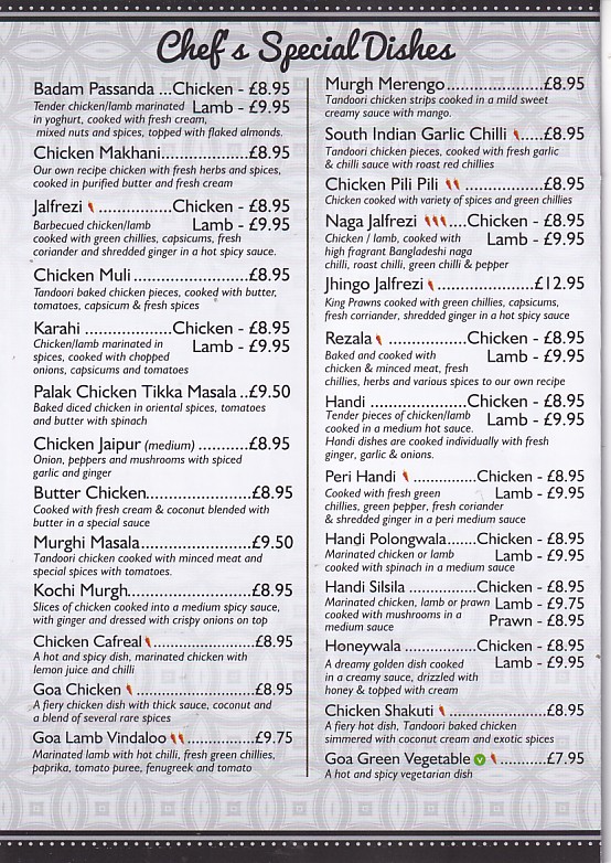 Menu of xxxxx