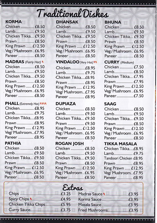 Menu of xxxxx